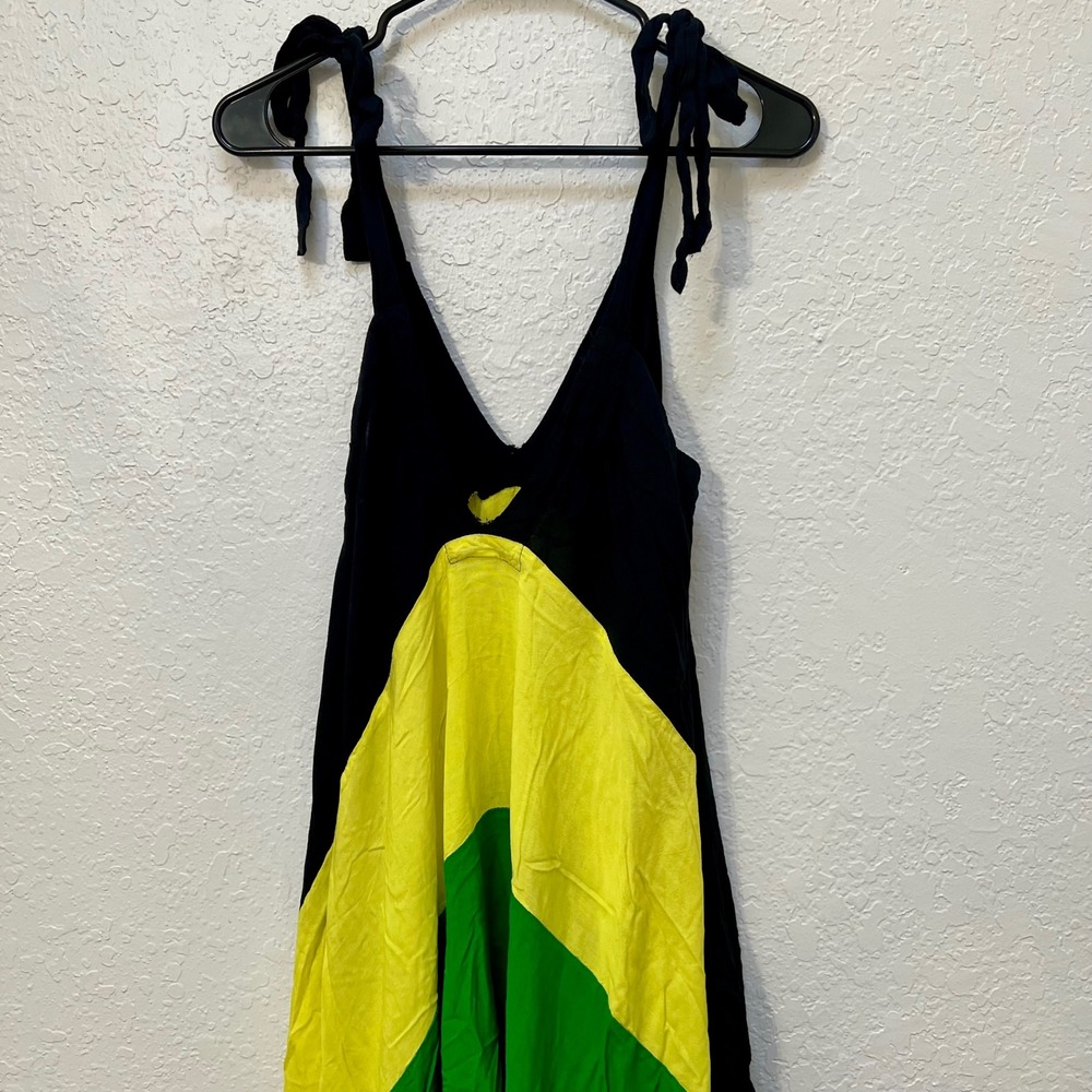 Creations Jamaican Flag Harem Jumpsuit Black Yellow Green Boho One Size Rayon - Picture 6 of 8